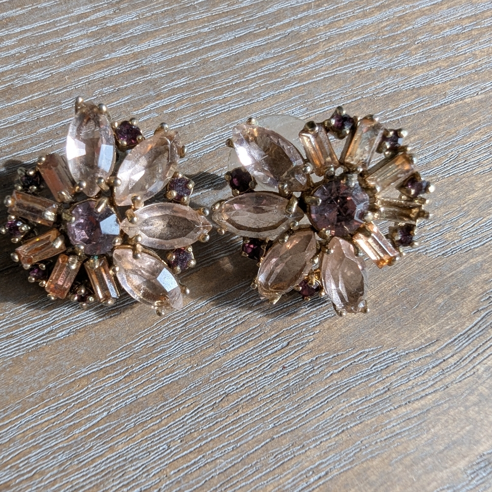 Elegant Vintage Crystal Flower Earrings